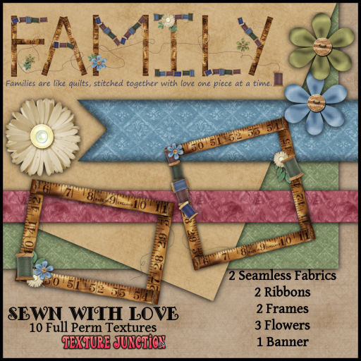 ~TJ~  Sewn With Love Texture Set  Sewing