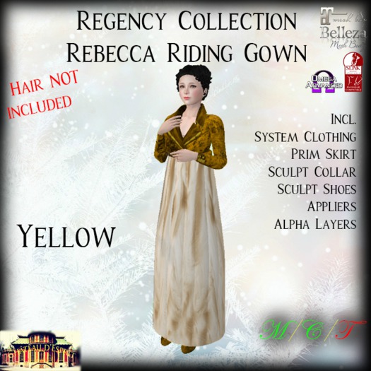 ~CdE~ Regency Rebecca YELLOW Riding Gown