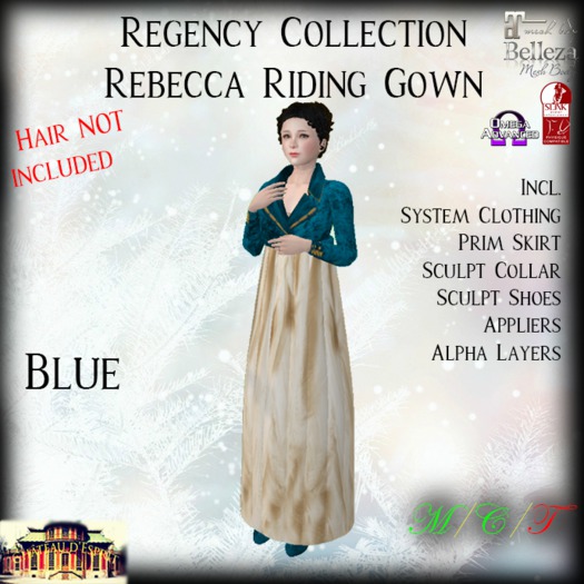 ~CdE~ Regency Rebecca BLUE Riding Gown