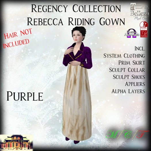 ~CdE~ Regency Rebecca PURPLE Riding Gown