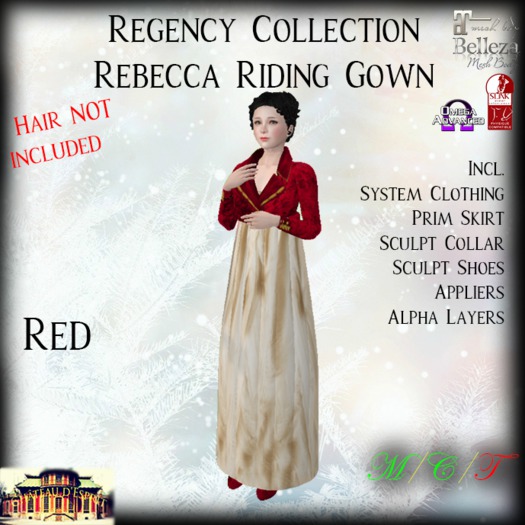 ~CdE~ Regency Rebecca RED Riding Gown
