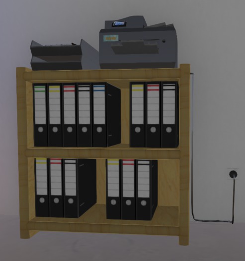 Aktenschrand mit Drucker  (Mesh)