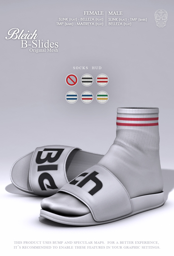 Bleich - Mesh B-Slides - White