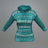 Aqua Fair Isle Fitmesh Hood Sweater box