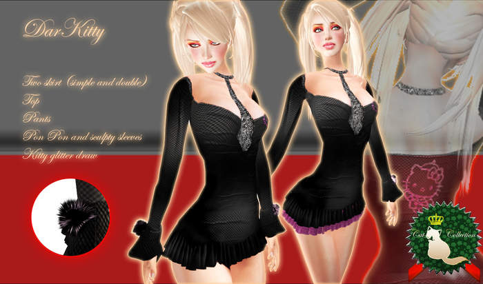 Maya Angels - DarKitty MINI DRESS FROM CAT COLLECTION WITH GLITTER KITTY
