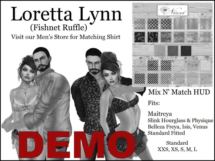 DEMO Nixxi Fashions - Loretta Lynn (Fishnet Ruffle)