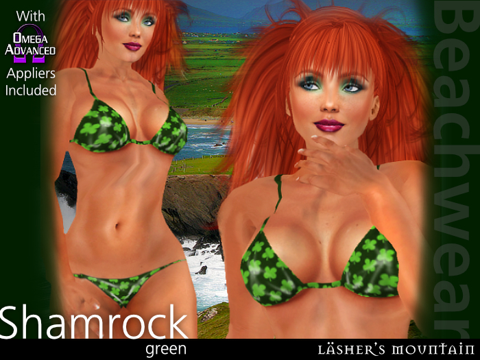 Celtic Green Shamrock St. Patrick's Day - Micro Bikini with Omega Appliers