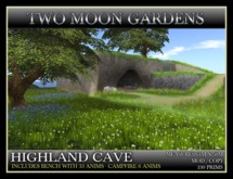HIGHLAND CAVE* Landscape Garden Cliffs and cave with waterfall and stream.