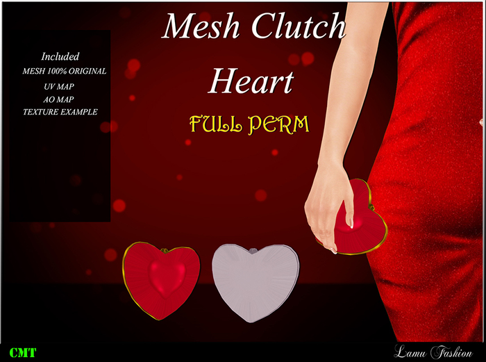 -Lamu Fashion-Mesh Clutch Heart FULL PERM