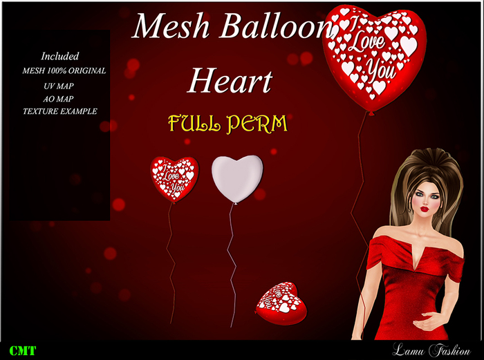 -Lamu Fashion-Mesh Balloon Heart FULL PERM