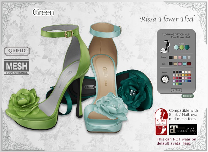 *GF* Rissa Flower Heel -green-