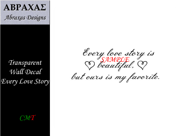 Second Life Marketplace Every Love Story Wall Decal
