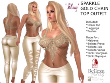 *BSASSY* SPARKLE CHAIN TOP GOLD AND LEGGINGS CREAM/GOLD
