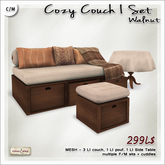 [V/W] Cozy Couch I Set Walnut - Mesh Furniture - Table, pouf & sofa w/ multiple F/M sits & cuddles