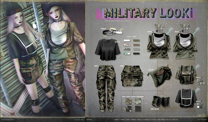 `M.BIRDIE / Military look.kneeGuard2 S