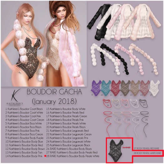 28 RARE Kaithleen's Boudoir Bodypearls White