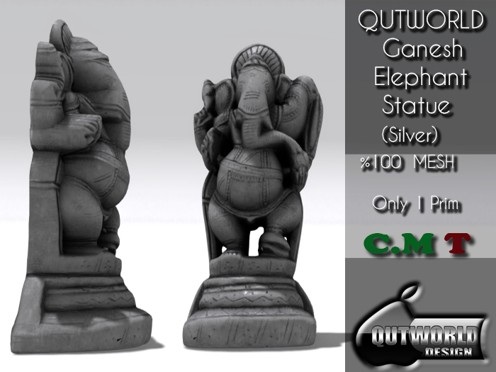 .::QUTWORLD Ganesh Elephant Statue_Silver::.unpack