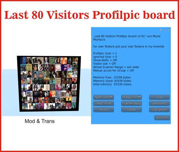 Last 80 Visitors Profil Picture board Box
