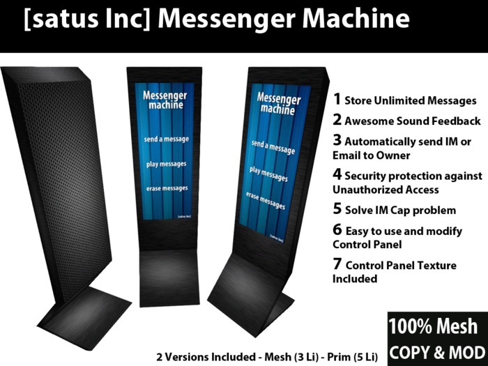 Second Life Marketplace - [satus Inc] Messenger Machine