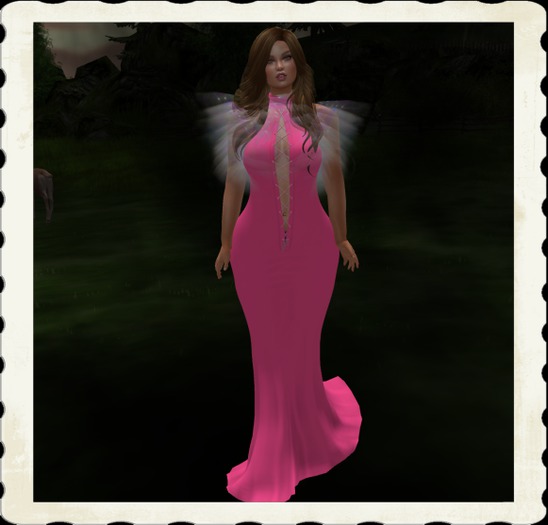PINK Lace Up Party Evening Gown 