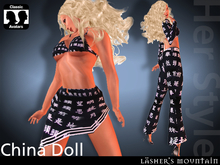 CHINA DOLL Black Skirt and Pants Outfit 