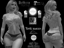 DEMO Crochet Crop Top &  Jean Shorts & Panties Mesh