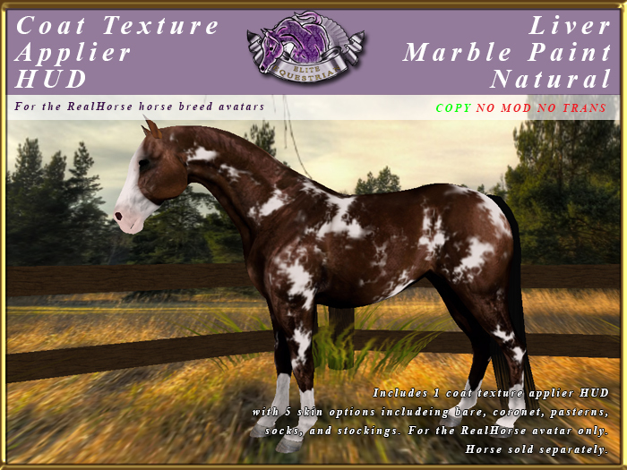 *E* RealHorse Coat Texture HUD [BOXED] Liver Marble Natural