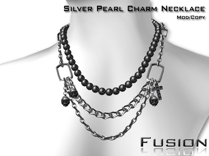 :Fusion: Chained Peal Necklace [Silver]