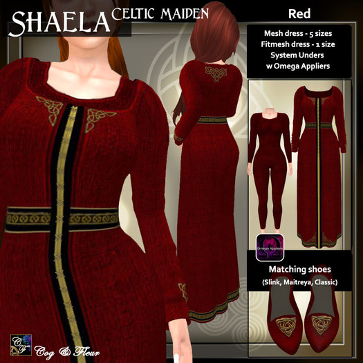 C&F Shaela Celtic Medieval Maiden Outfit - Red