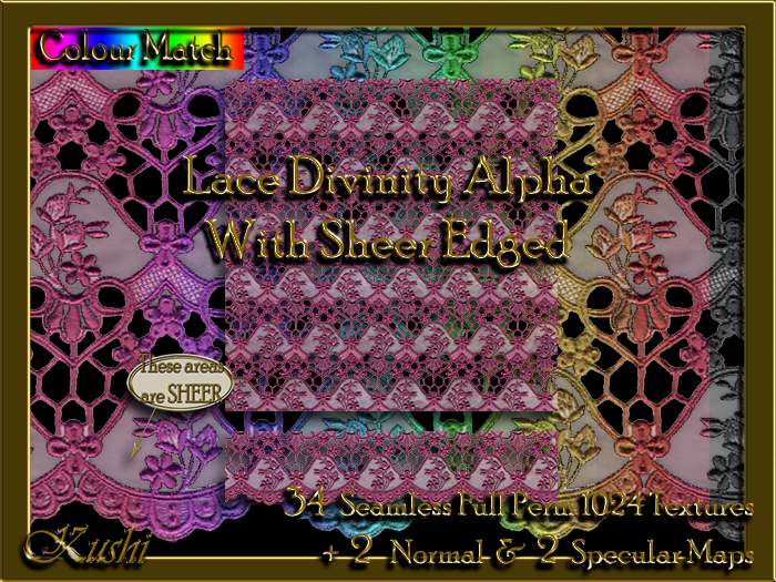 !Kushi! LaceDivinityALPHAwSHEEREDGED Textures -WEAR TO UNPACK