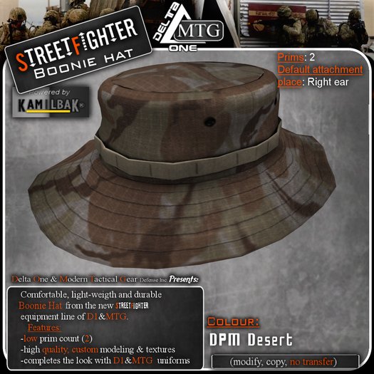 D1-MTG StreetFighter Boonie Hat DPM Desert