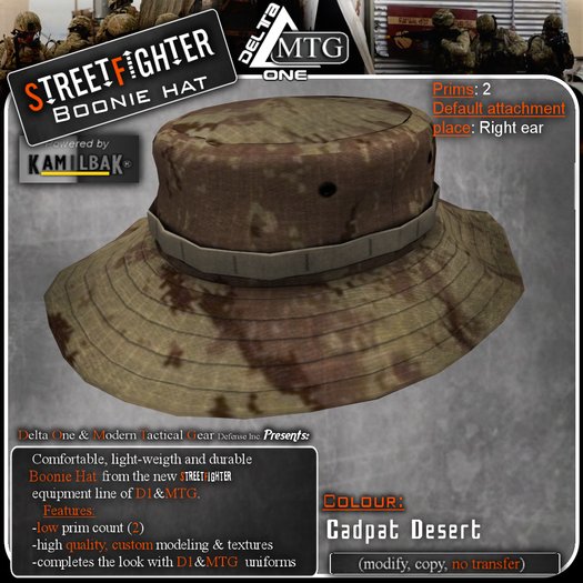 D1-MTG StreetFighter Boonie Hat Cadpat Desert
