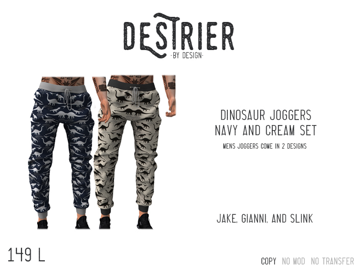 Destrier by Design - Dino Joggers - Navy & Cream