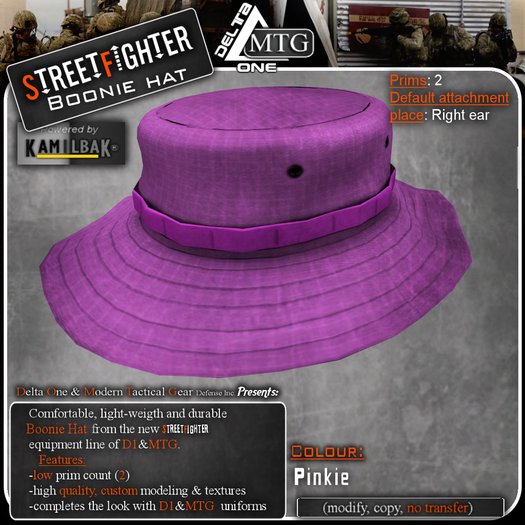 D1-MTG StreetFighter Boonie Hat Pink