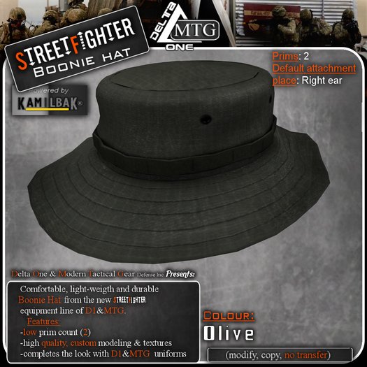 D1-MTG StreetFighter Boonie Hat Olive