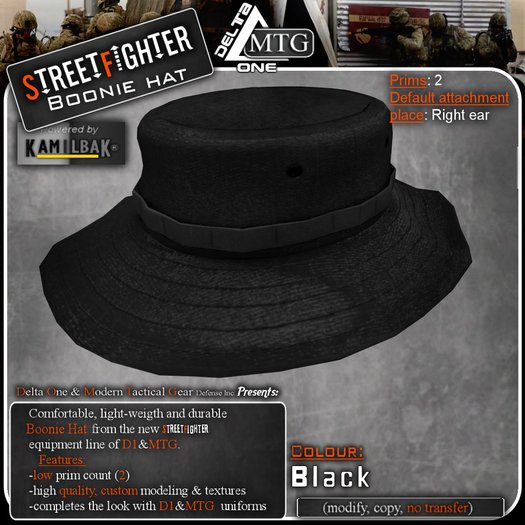 D1-MTG StreetFighter Boonie Hat Black