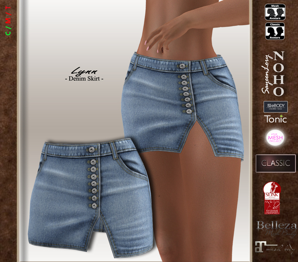 [NOHO] Lynn  Mesh Denim Skirt [Fitmesh boxed]