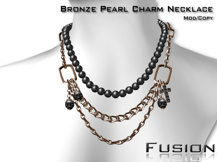:Fusion: Chained Pearl Necklace [Bronze]
