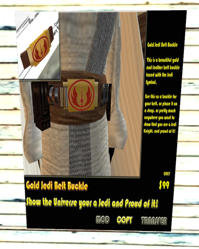 Star Gold Jedi Belt Buckle