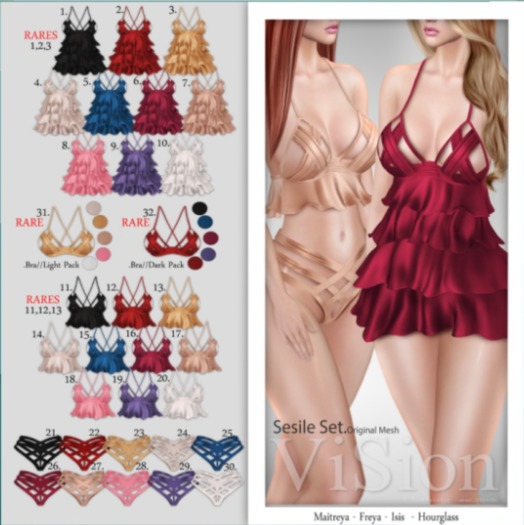 VISION SESILE 2 PIECES [PINK]-Top/Panties