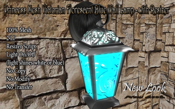Princess Mesh Victorian Florescent Blue Wall Lamp - V3 Bxd