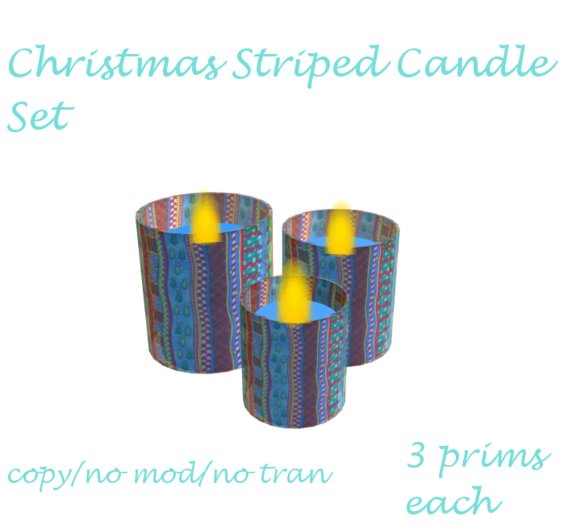 Striped Christmas candle set
