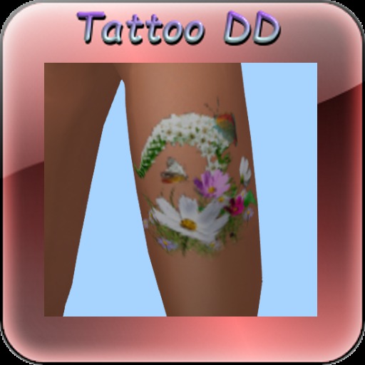 Tattoo jambe G Papillon fleur