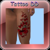 Tattoo papillons rouges jambe G