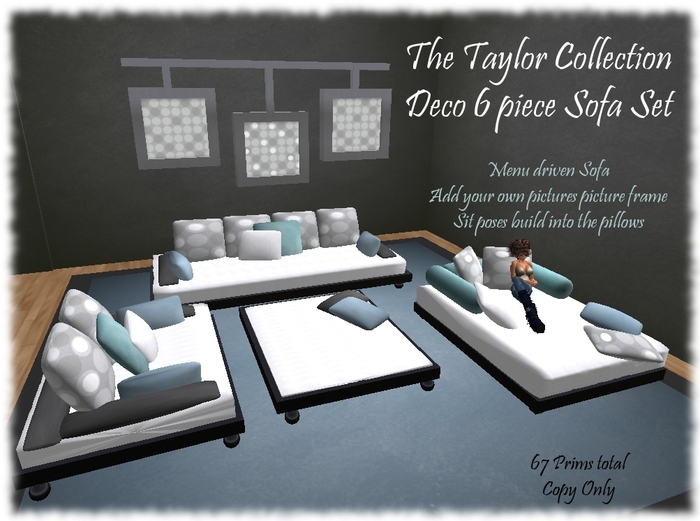 !OMG! Taylor's Deco 6 piece Sofa set (Blu)