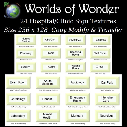 Clinic Textures Second Life Marketplace - WoW 24 Hospital & Clinic Sign Textures