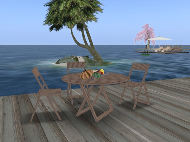 ZZ * Garden Table with 3 Chairs (Tan)