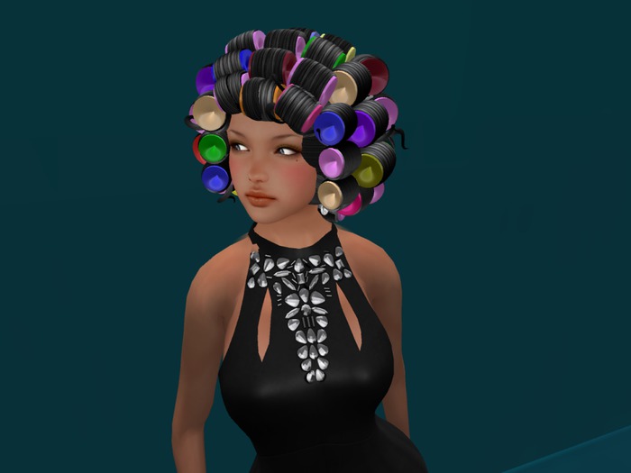 Hair with curlers,multi
