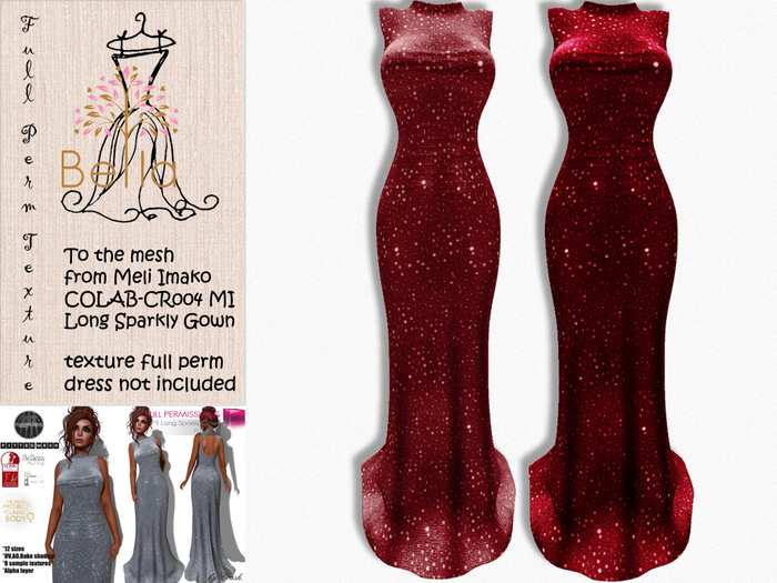 BELLA texture full perm - COLAB-CR004 MI Long Sparkly Gown 1 red valentines