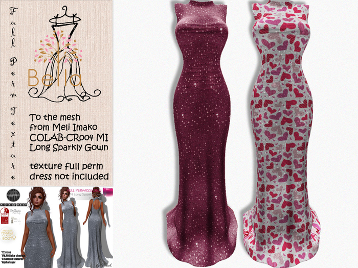 BELLA texture full perm - COLAB-CR004 MI Long Sparkly Gown 3 valentines